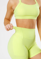 RecStretch Empower Sculptseam® Plus Pocket Short 6” Lemon Lime Shorts Paragon Fitwear 