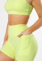 RecStretch Empower Sculptseam® Plus Pocket Short 6” Lemon Lime Shorts Paragon Fitwear 