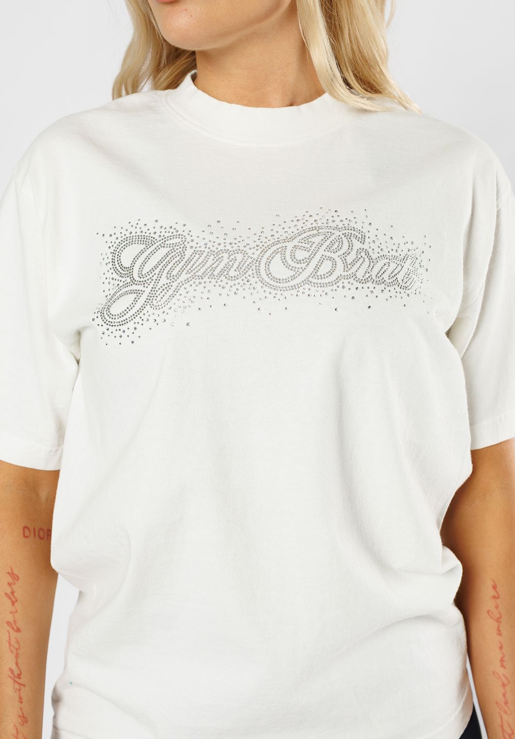 Premium Cotton Rhinestone Gym Brat Pump Cover White Tops/Tanks Paragon Fitwear 