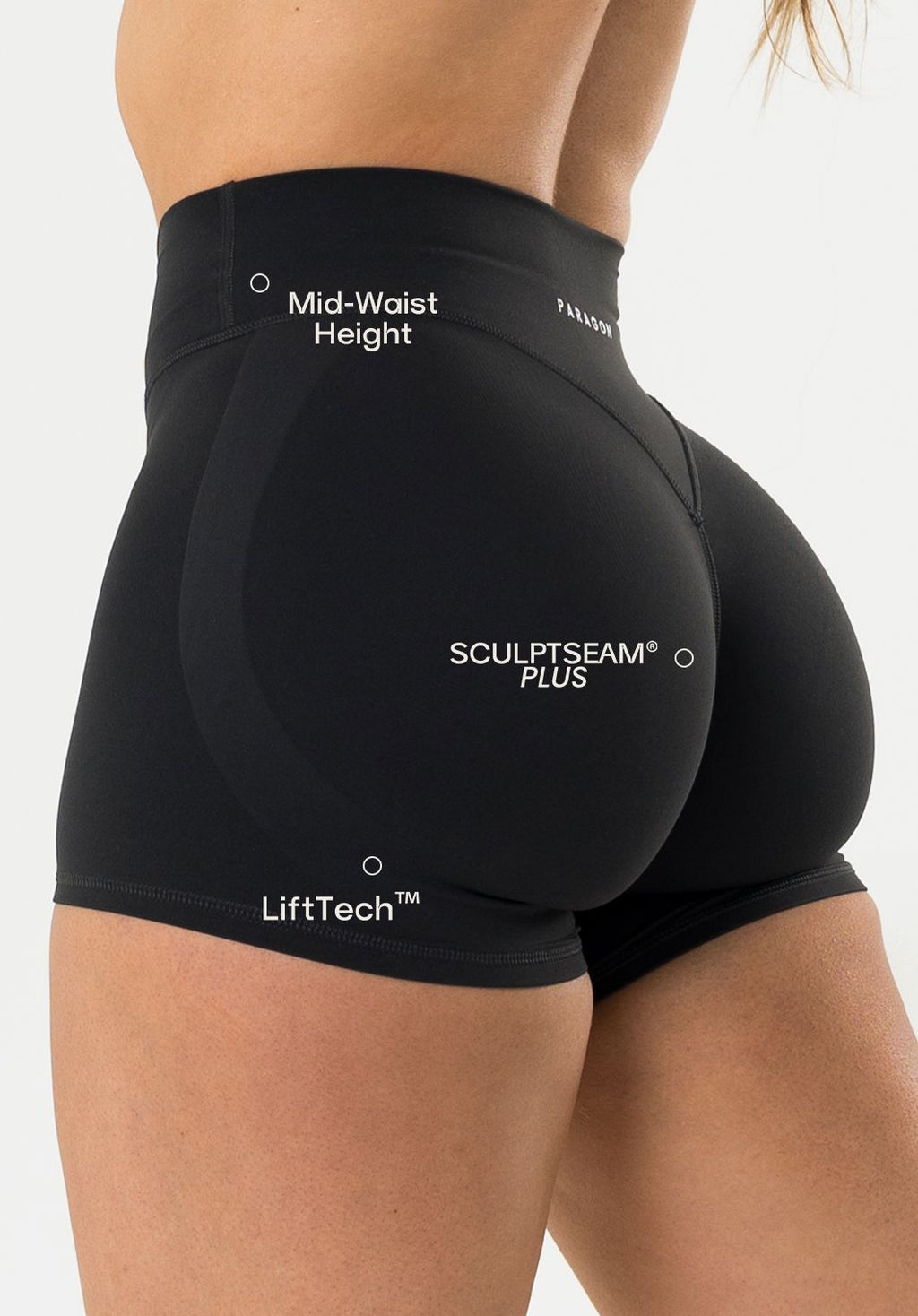 FormLux™ LiftTech™ Mid Rise Short Black Shorts Paragon Fitwear 