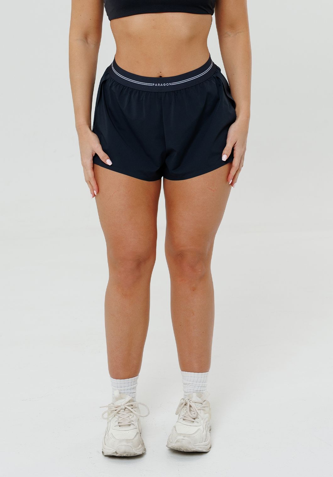 LiteSpeed™ Signature Mid-Rise Track Short Black Shorts Paragon Fitwear 