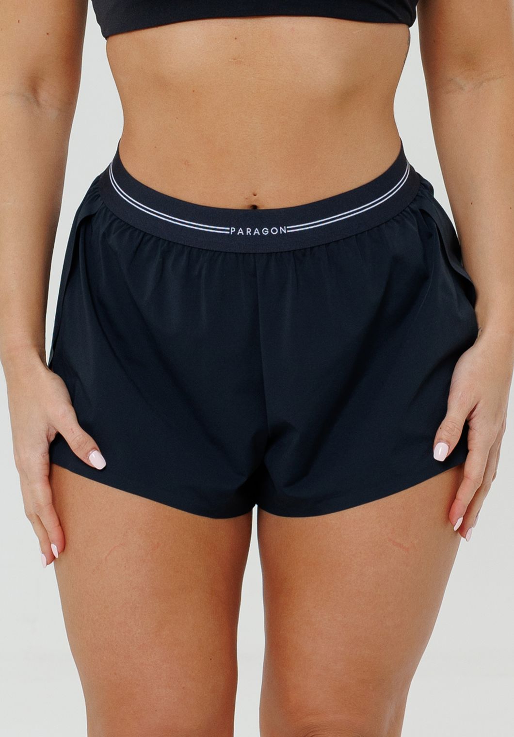 LiteSpeed™ Signature Mid-Rise Track Short Black Shorts Paragon Fitwear 