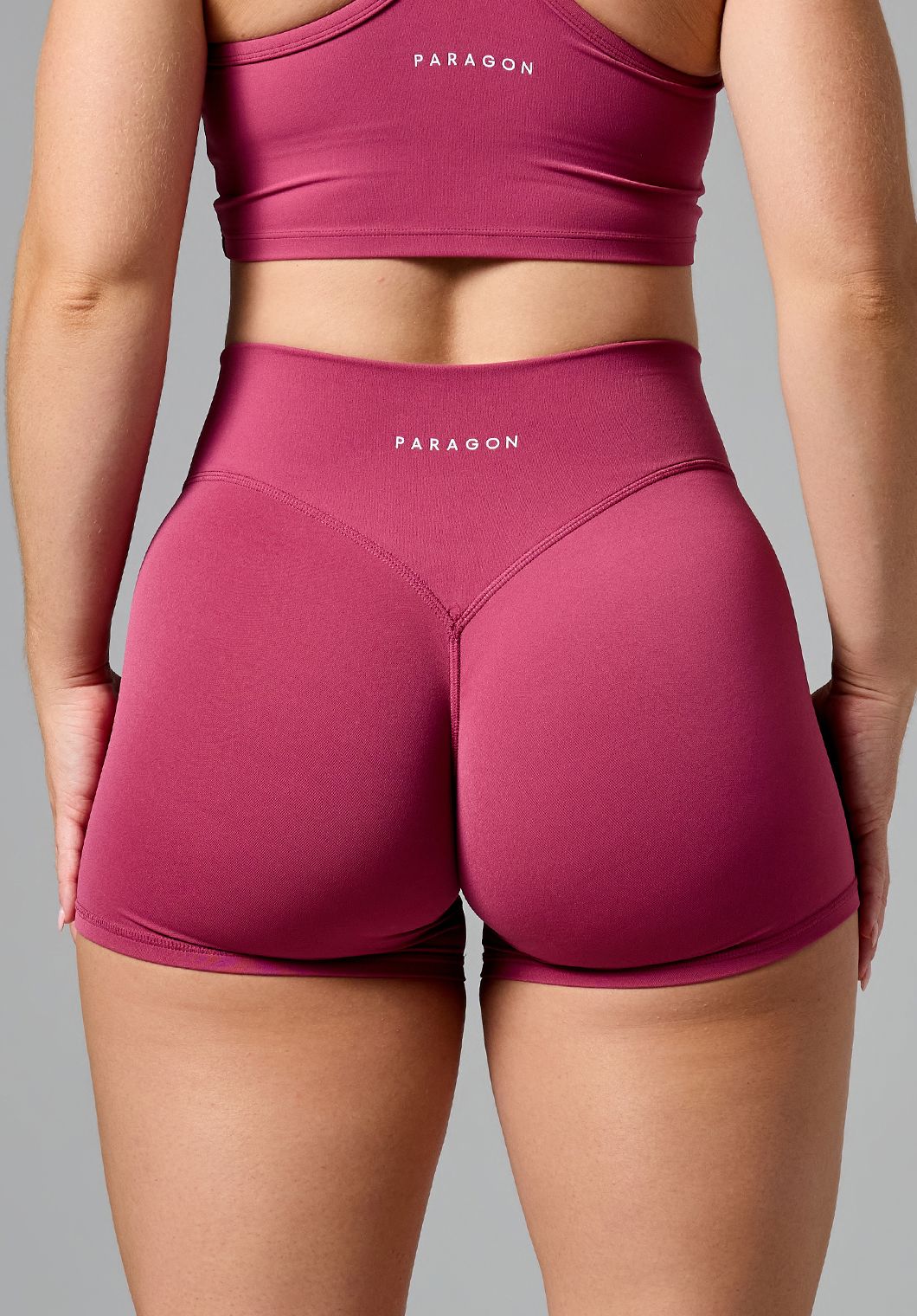 RecStretch™ Original Mid-Rise Sculptseam® Plus Short 4” Raspberry Shorts Paragon Fitwear 