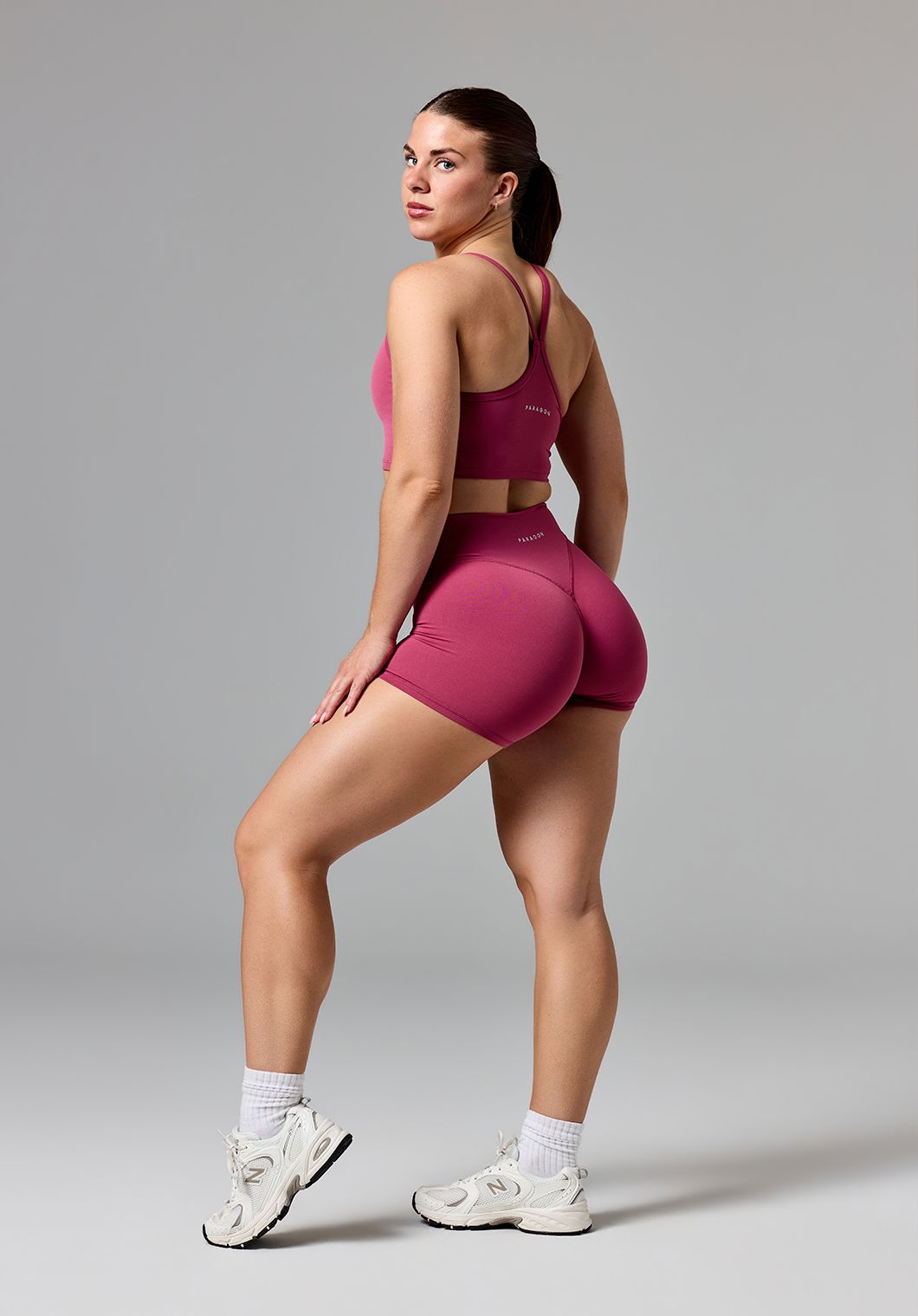 RecStretch™ Original Mid-Rise Sculptseam® Plus Short 4” Raspberry Shorts Paragon Fitwear 