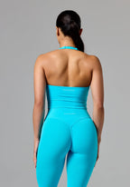 RecStretch™ SmoothHold™ Unbound Halter Top Azure Tops/Tanks Paragon Fitwear 