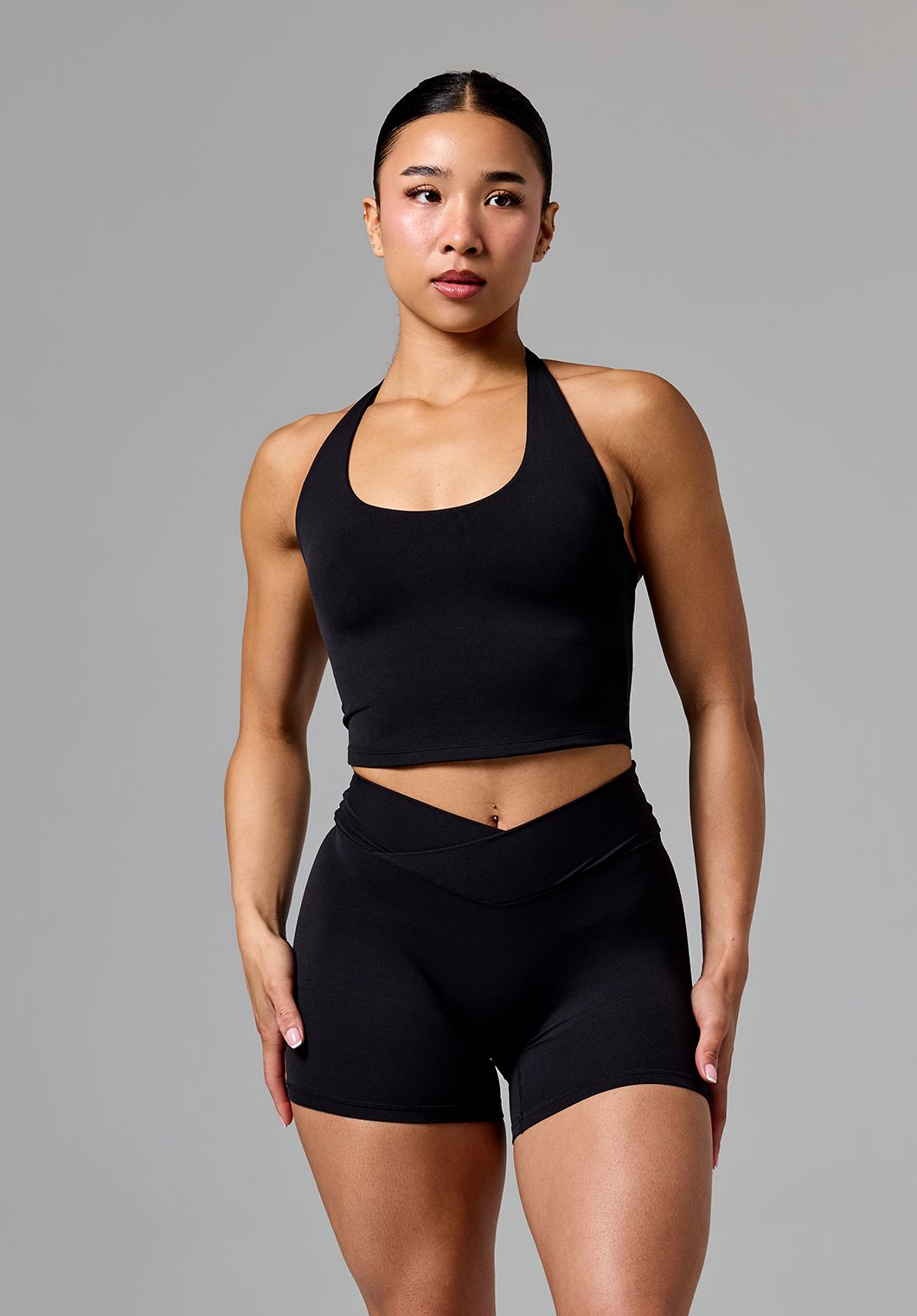 RecStretch™ SmoothHold™ Unbound Halter Top Black Tops/Tanks Paragon Fitwear 