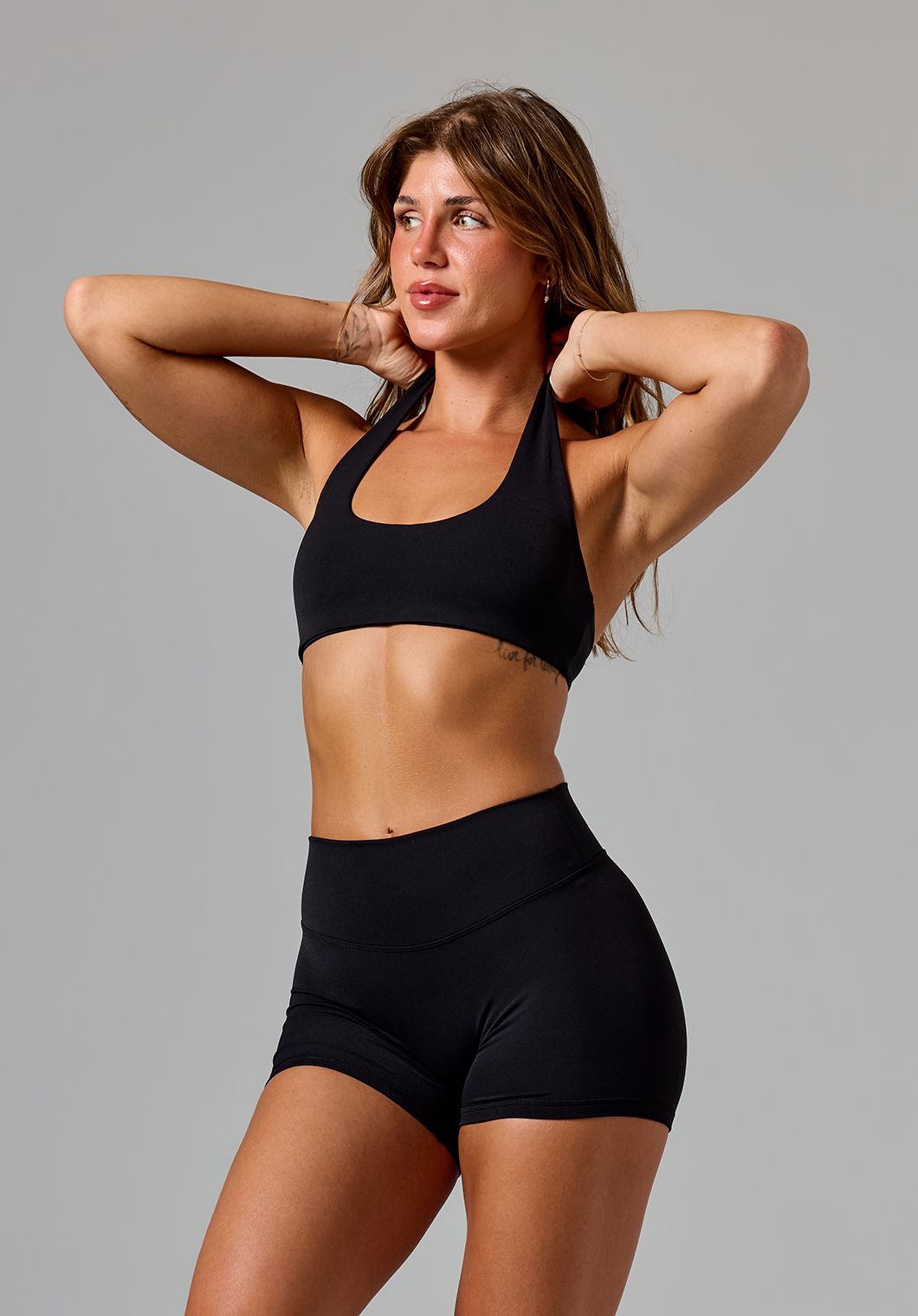 RecStretch™ Unbound Halter Sports Bra Black Sports Bras Paragon Fitwear 