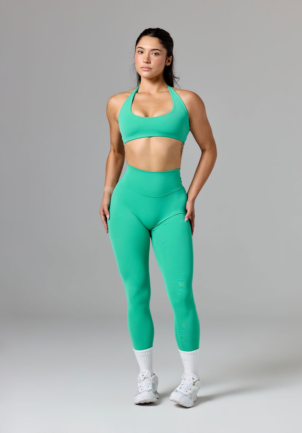 RecStretch™ Unbound Halter Sports Bra Palm Leaf Sports Bras Paragon Fitwear 
