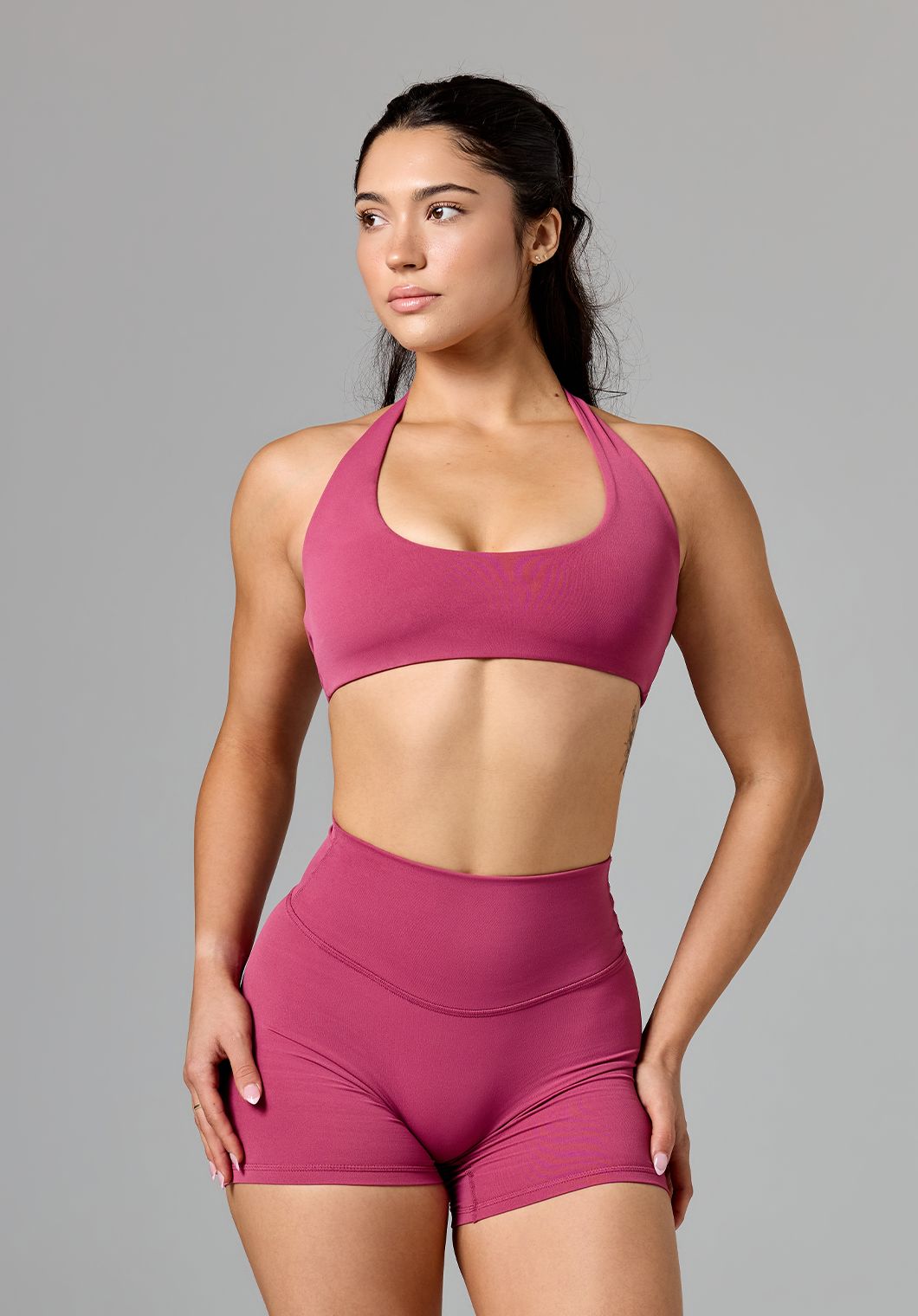 RecStretch™ Unbound Halter Sports Bra Raspberry Sports Bras Paragon Fitwear 