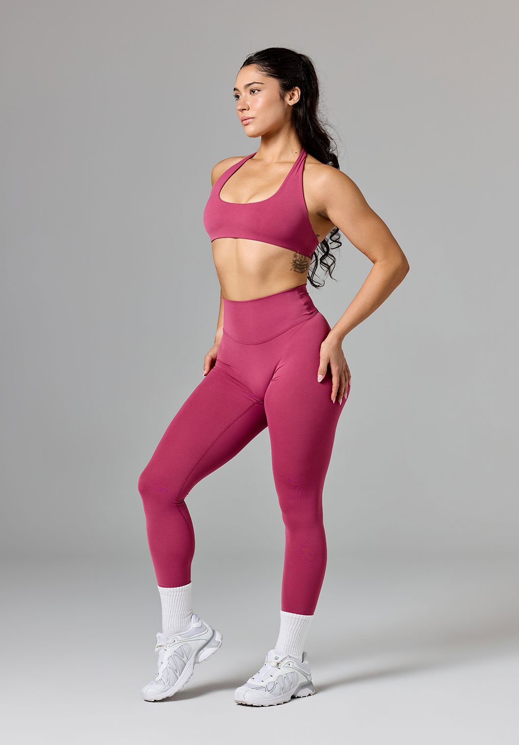 RecStretch™ Unbound Halter Sports Bra Raspberry Sports Bras Paragon Fitwear 
