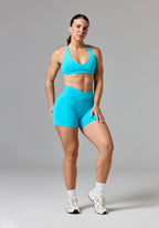 RecStretch™ V Wrap Mid-Rise Sculptseam® Plus Short 5” Azure Shorts Paragon Fitwear 