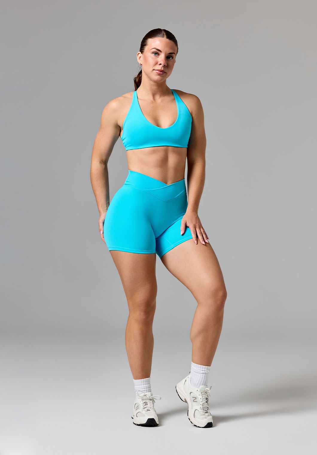 RecStretch™ V Wrap Mid-Rise Sculptseam® Plus Short 5” Azure Shorts Paragon Fitwear 