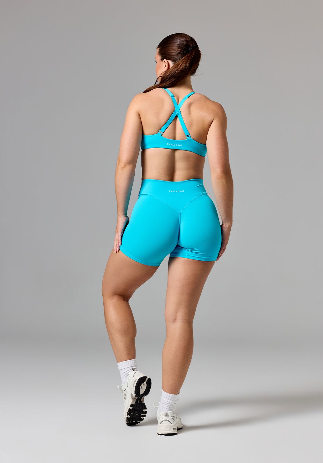 RecStretch™ V Wrap Mid-Rise Sculptseam® Plus Short 5” Azure Shorts Paragon Fitwear 
