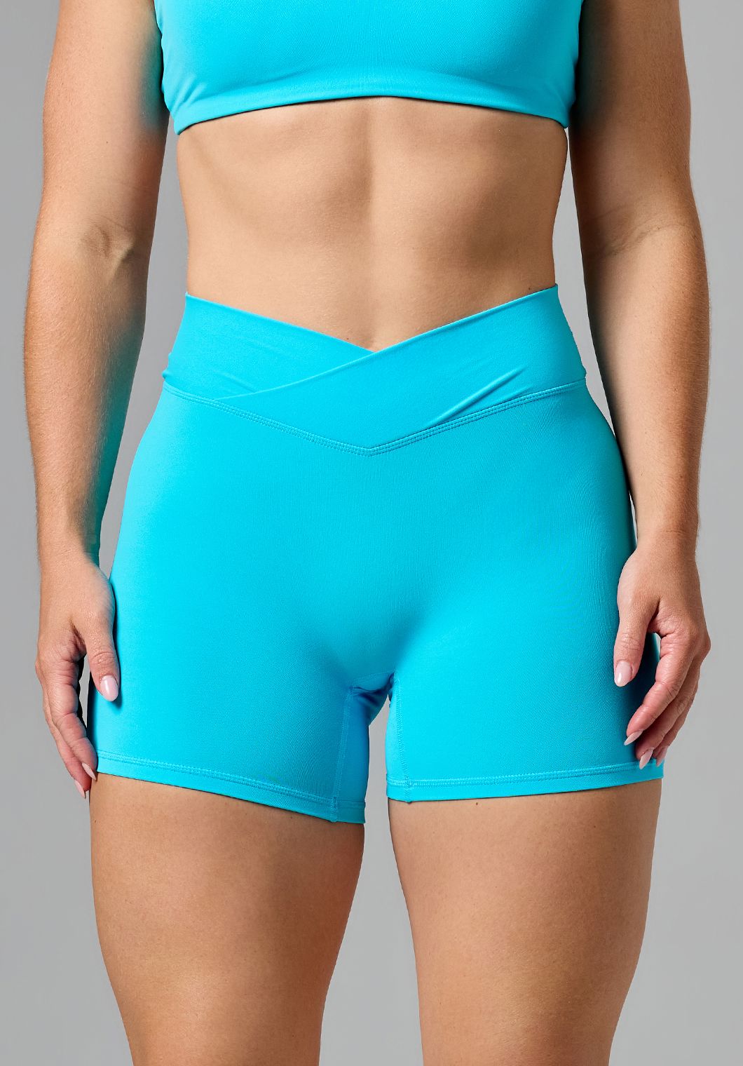 RecStretch™ V Wrap Mid-Rise Sculptseam® Plus Short 5” Azure Shorts Paragon Fitwear 