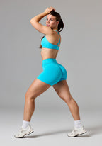 RecStretch™ V Wrap Mid-Rise Sculptseam® Plus Short 5” Azure Shorts Paragon Fitwear 
