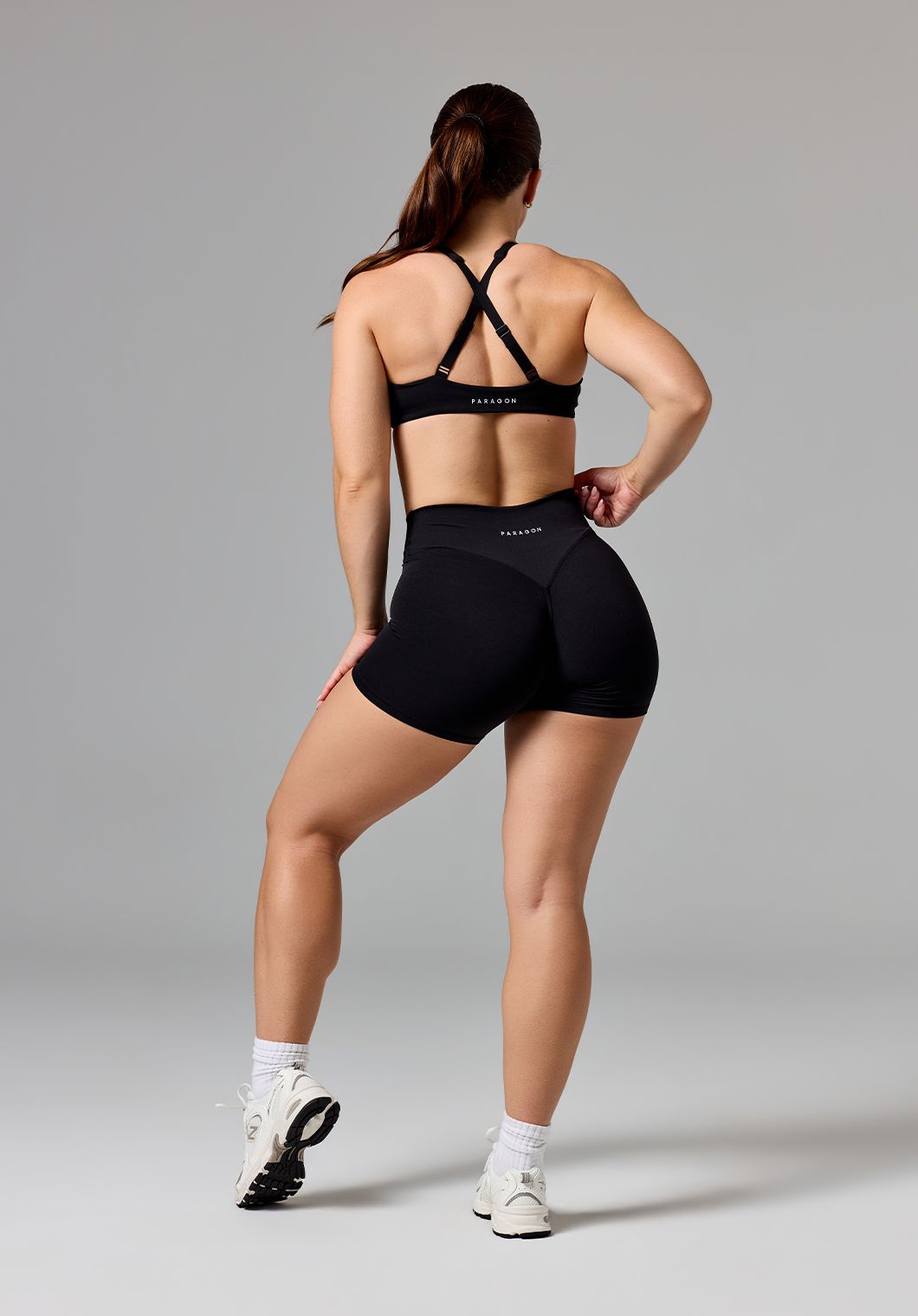 RecStretch™ V Wrap Mid-Rise Sculptseam® Plus Short 5” Black Shorts Paragon Fitwear 