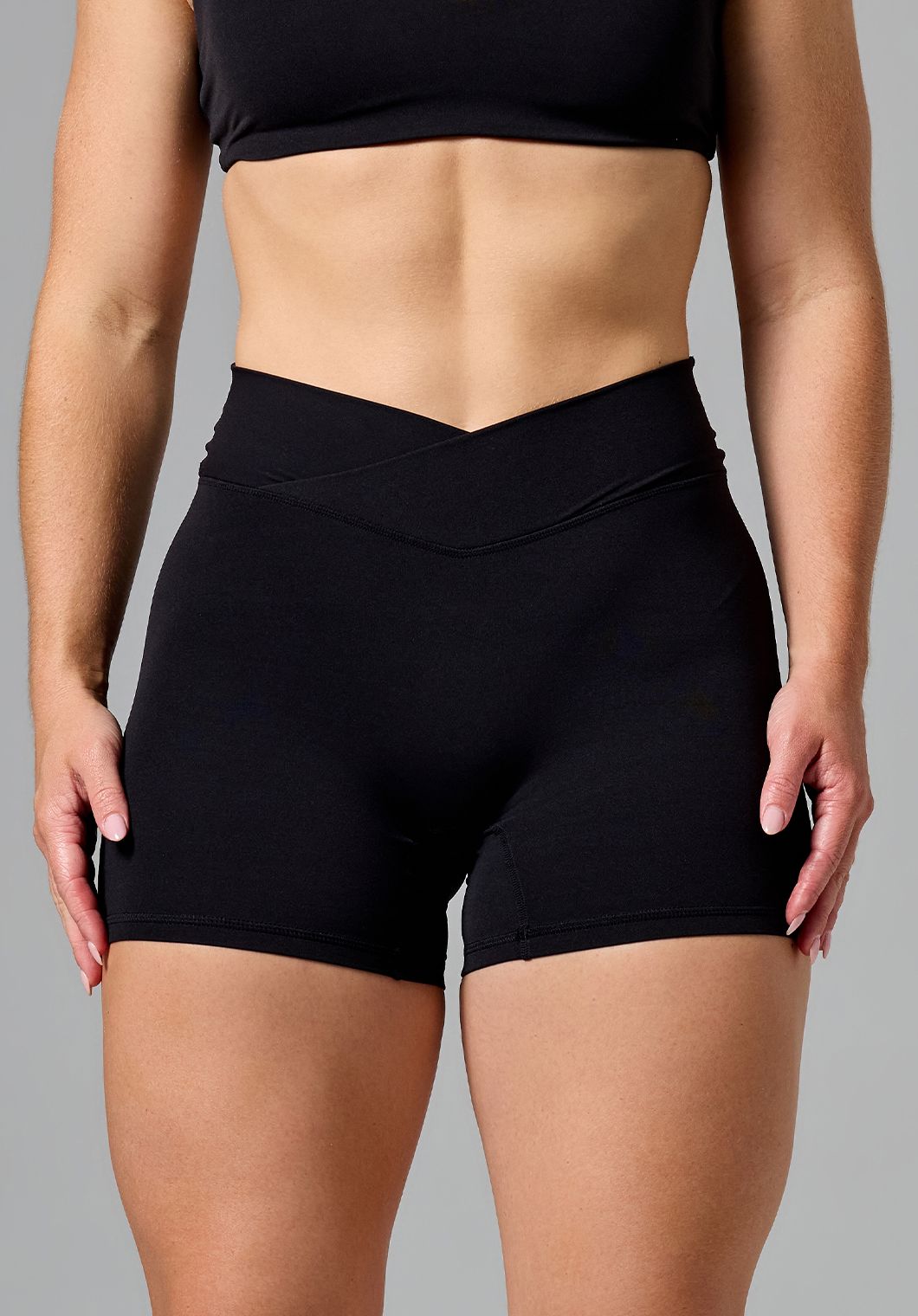 RecStretch™ V Wrap Mid-Rise Sculptseam® Plus Short 5” Black Shorts Paragon Fitwear 