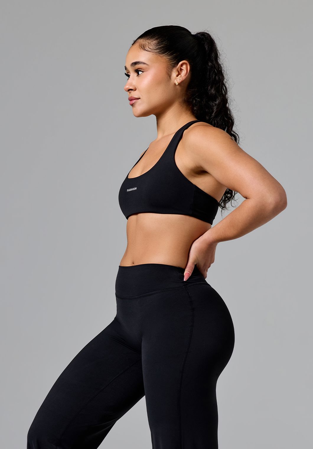 RecStretch™ Varsity Racerback Sports Bra Black Sports Bras Paragon Fitwear 