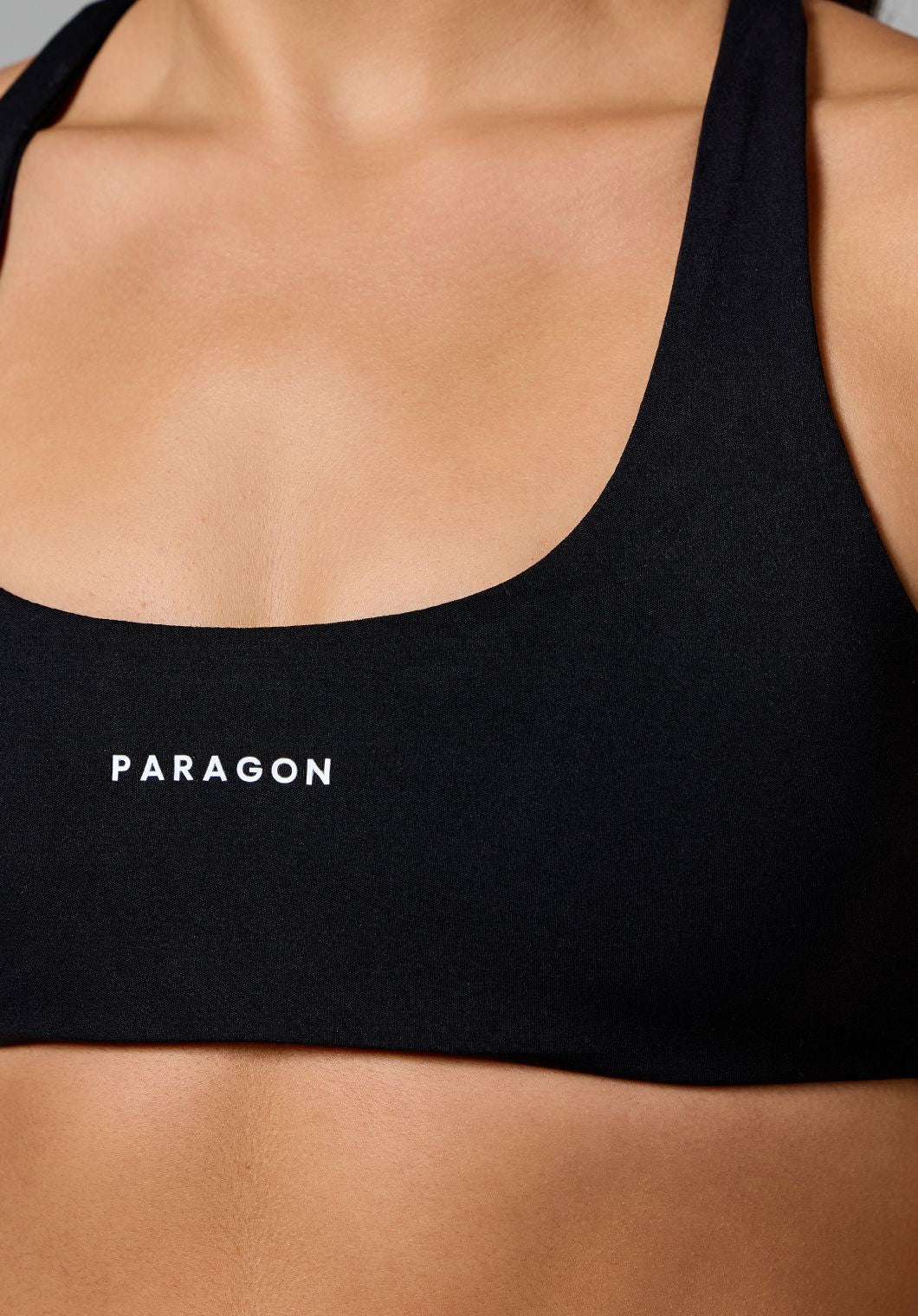 RecStretch™ Varsity Racerback Sports Bra Black Sports Bras Paragon Fitwear 