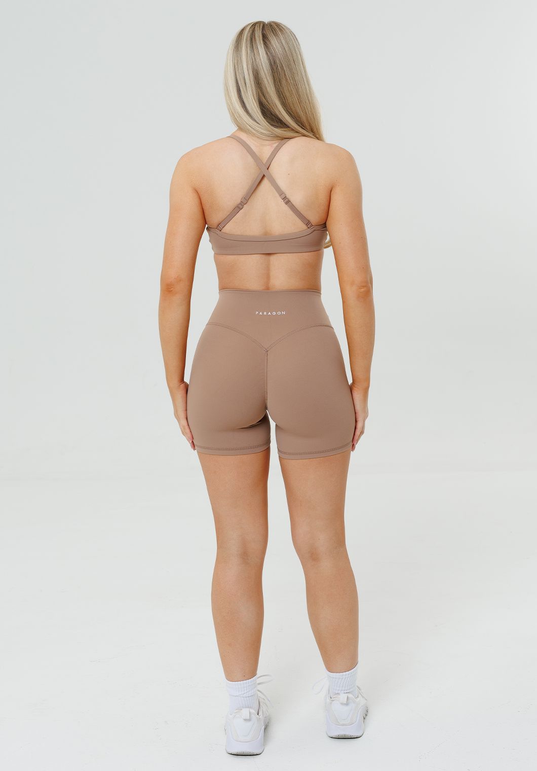 RecStretch™ Original High-Rise Sculptseam® Plus Short 5” Tan Line Shorts Paragon Fitwear 