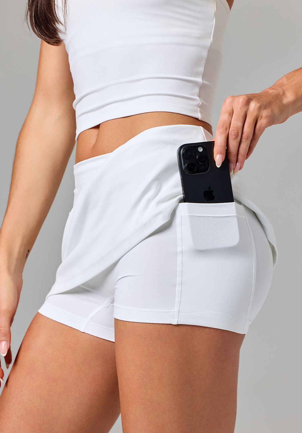 Reluna™ Ace Mid-Rise Mini Skort White Shorts Paragon Fitwear 