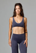 Reluna™ Contrast V-Neck Sports Bra Charcoal Sports Bras Paragon Fitwear 