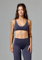 Reluna™ Contrast V-Neck Sports Bra Charcoal Sports Bras Paragon Fitwear 