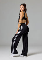Reluna™ Double Stripe Sculptseam® Mid-Rise Straight Leg Pant Regular Black Straight Leg Pant Paragon Fitwear 