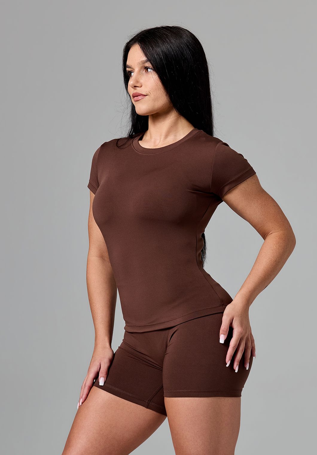 Reluna™ Full Length Short Sleeve Top Walnut Tops/Tanks Paragon Fitwear 