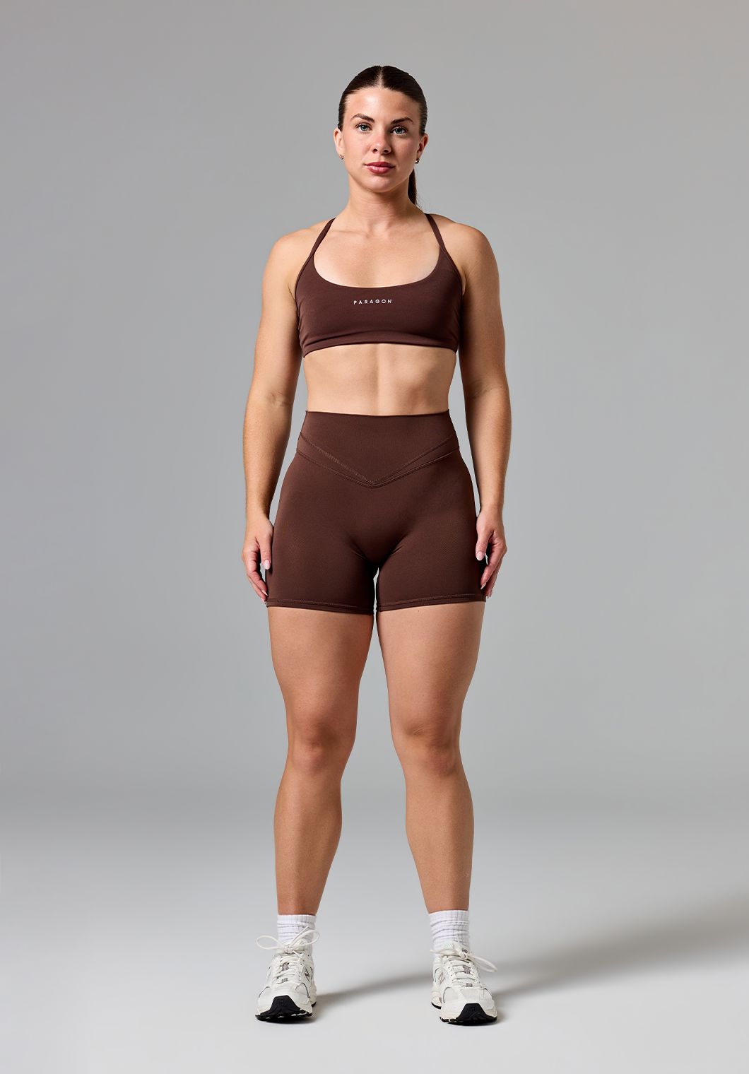 Reluna Icon High-Rise Sculptseam® Plus Short 5” Walnut Shorts Paragon Fitwear 