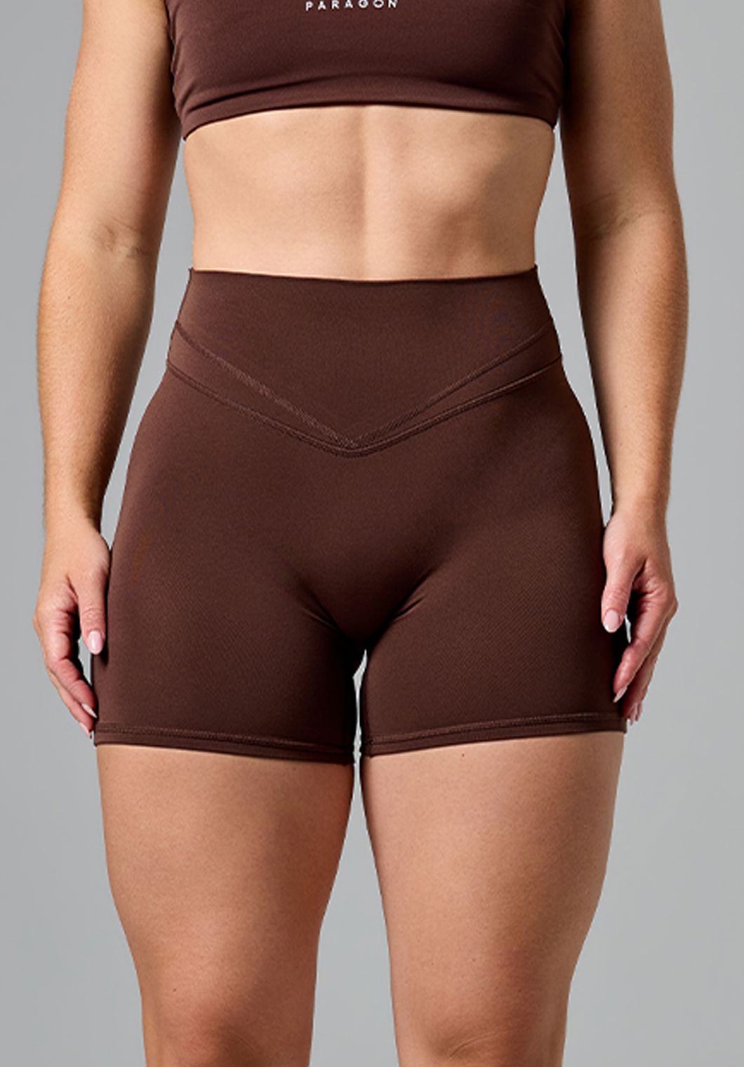 Reluna Icon High-Rise Sculptseam® Plus Short 5” Walnut Shorts Paragon Fitwear 