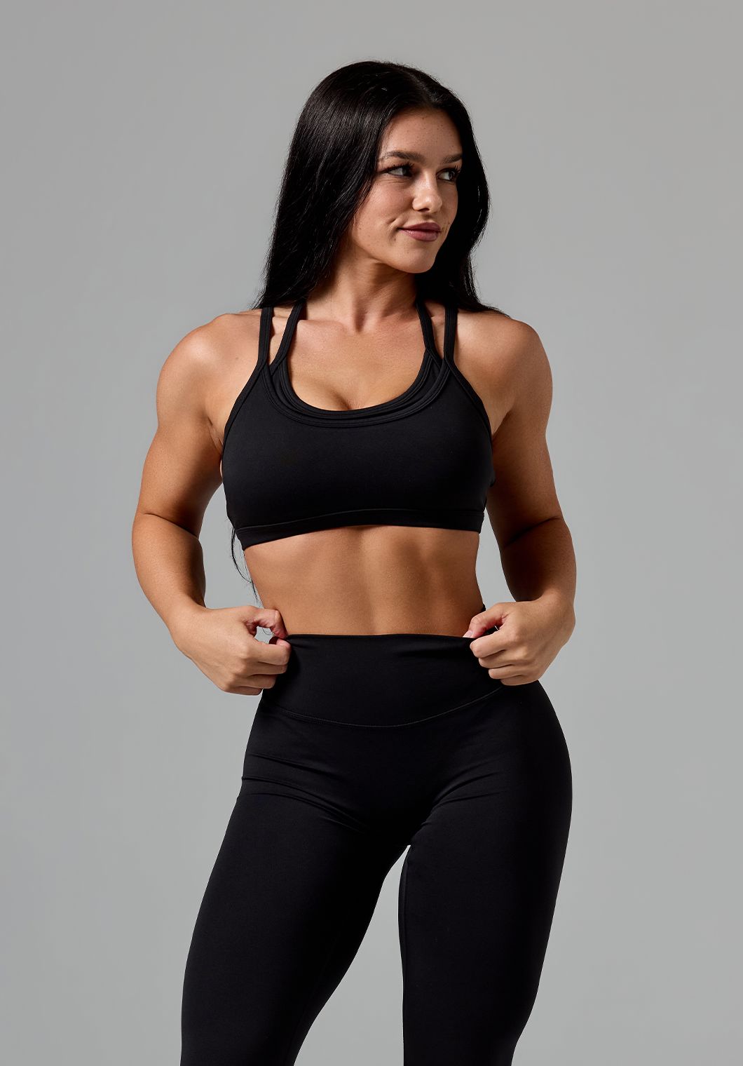 Reluna™ Monochrome Double-Layer Sports Bra Black Sports Bras Paragon Fitwear 