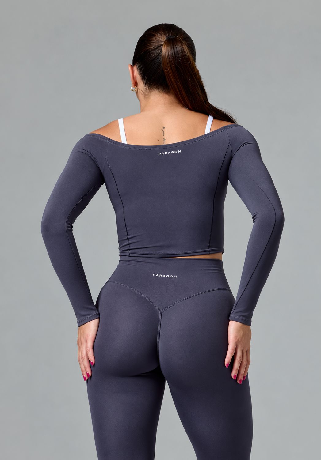 Reluna™ Off Shoulder Top Charcoal Tops/Tanks Paragon Fitwear 