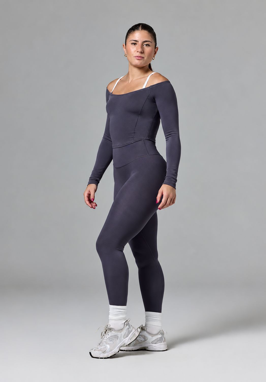 Reluna™ Off Shoulder Top Charcoal Tops/Tanks Paragon Fitwear 