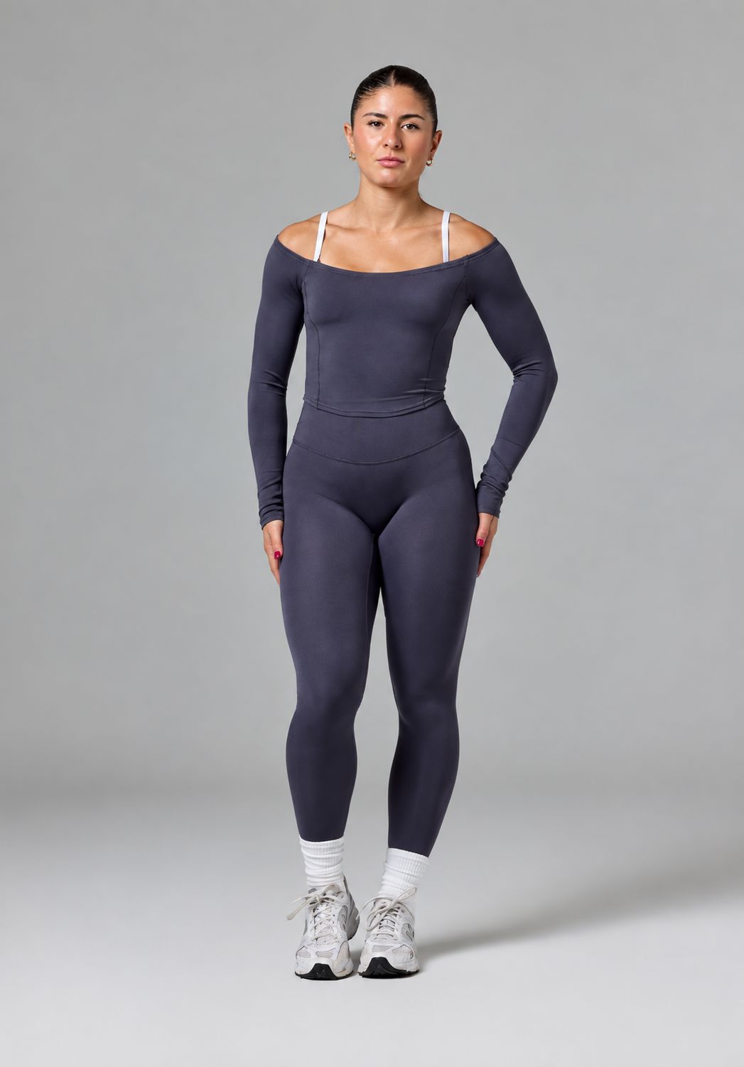 Reluna™ Off Shoulder Top Charcoal Tops/Tanks Paragon Fitwear 