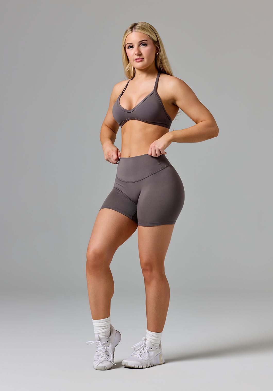 Reluna Original High-Rise Sculptseam® Plus Short 5" Cement Shorts Paragon Fitwear 