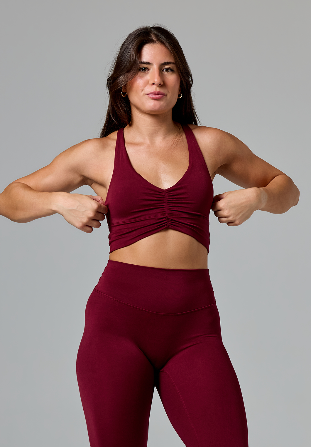 Reluna Ruched Sports Bra Red Velvet