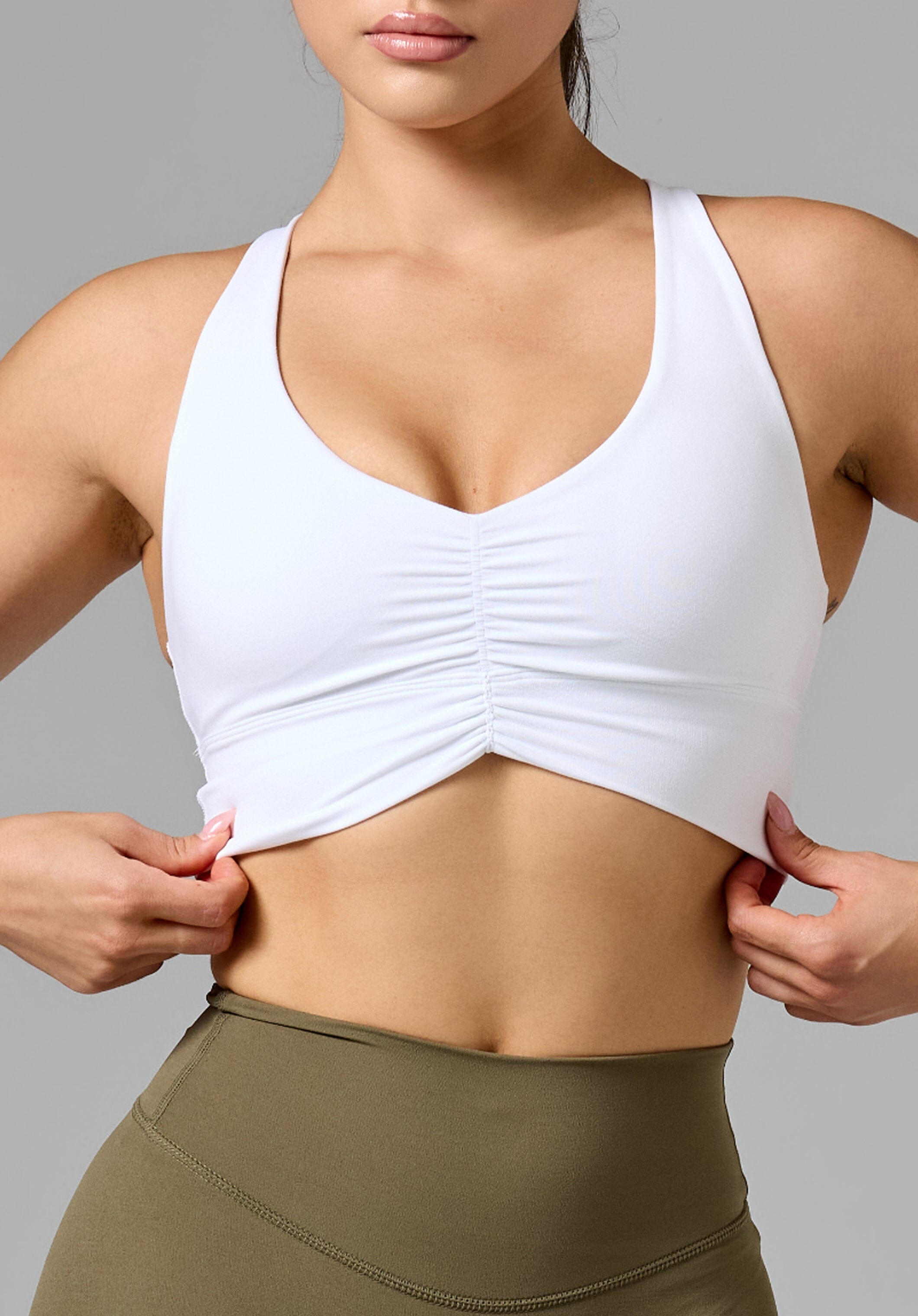 Reluna Ruched Bra White Sports Bras Paragon Fitwear 
