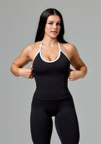 Reluna™ SmoothHold™ Contrast Halter Top Black Tops/Tanks Paragon Fitwear 