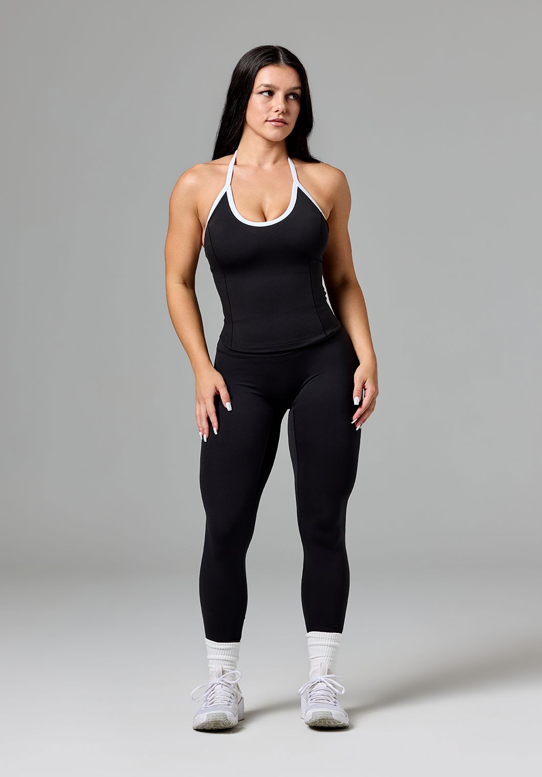 Reluna™ SmoothHold™ Contrast Halter Top Black Tops/Tanks Paragon Fitwear 